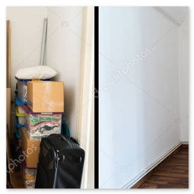 Scatola di cartone prima e dopo: organizer con corda